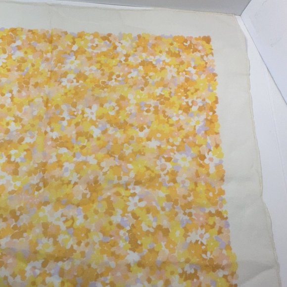 Vintage Womens Orange Yellow Daisy Floral Square Scarf MCM 1960s Style Poly - Picture 7 of 10